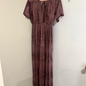 Haute Monde Plum Sheer Maxi Dress